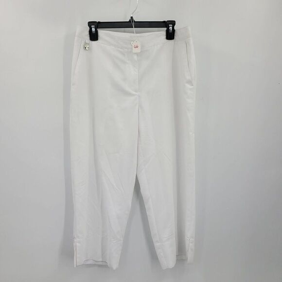 Liz Golf Golf Pants Audra White 12 High-rise Wide Leg Slit Hem Capri Activewear - Picture 1 of 8